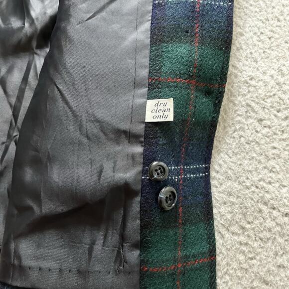 Pendleton Blazer Women 14 Black Watch Vintage Virgin Wool Green Plaid 70s Preppy - Picture 10 of 16